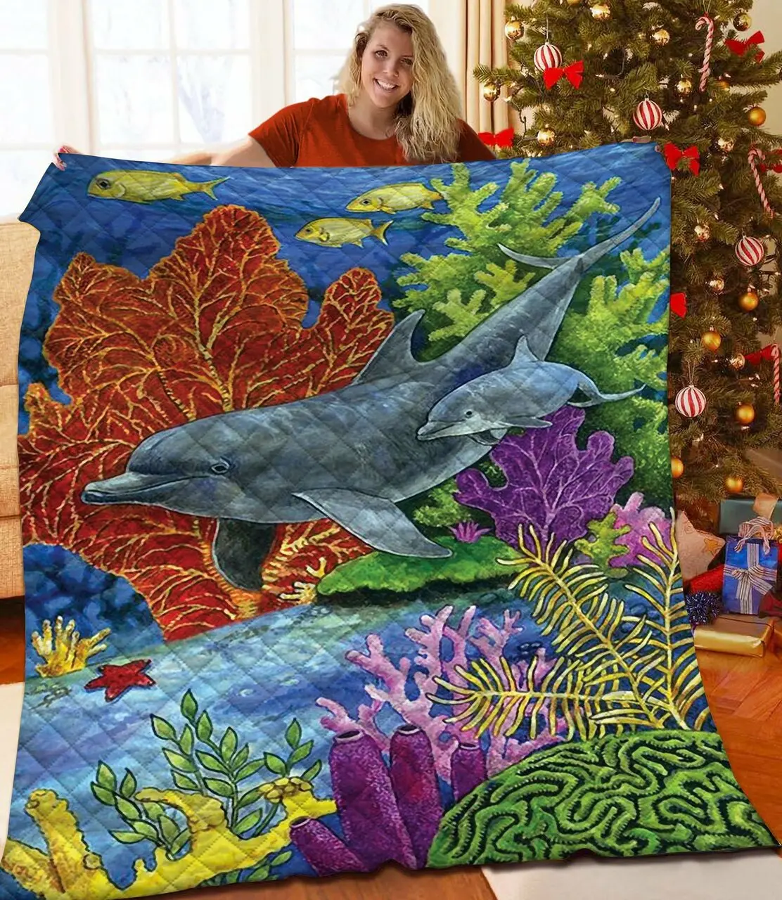 Dolphin Jfj Quilt Nto and Home Decor