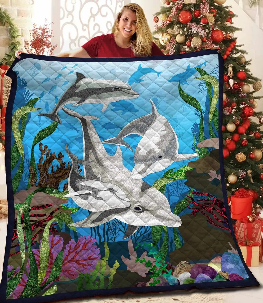 Dolphin Jfj Quilt Oam and Home Decor