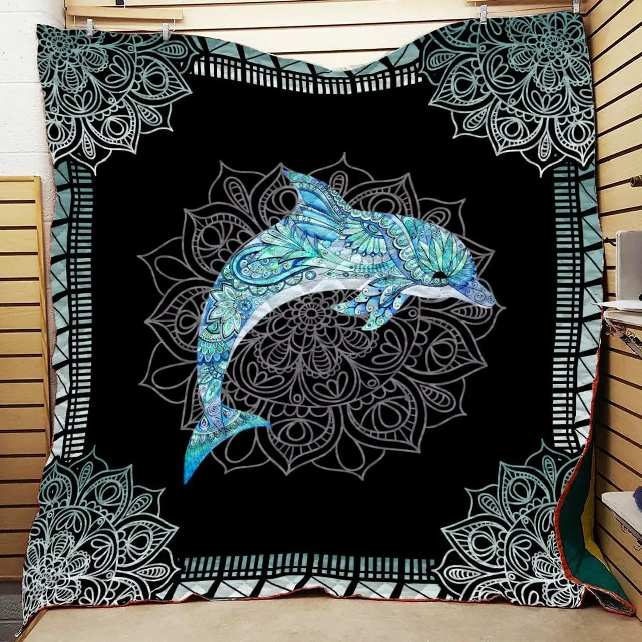 Dolphin Mandala Pattern Hippie Lover Quilt and Home Decor