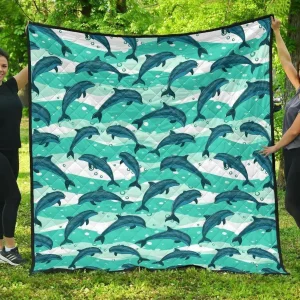 Dolphin Sea Pattern DHCDHC DT1910 Quilt Blanket and Home Decor