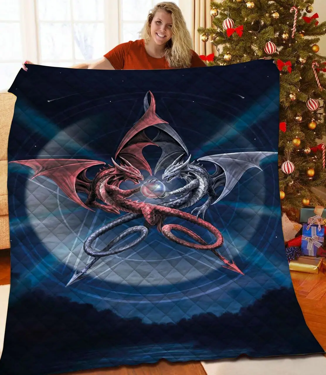 Dragon 3D Customized Quilt TUH87121 PLEN2407 and Home Decor