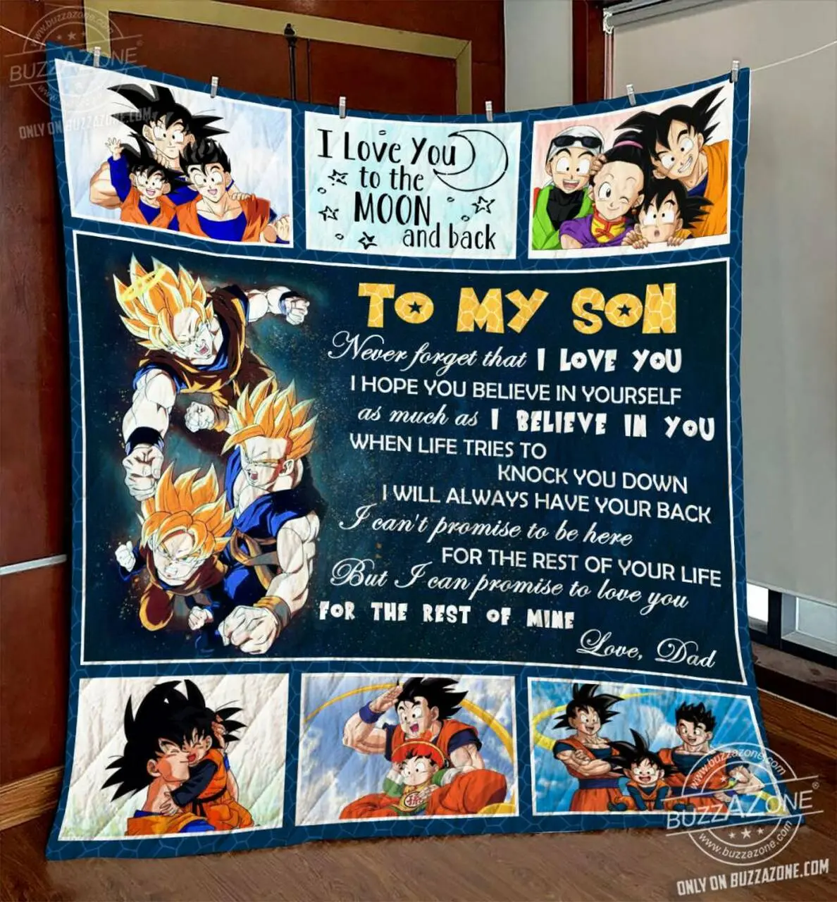 Dragon Ball Son Dad Have Your Back Quilt Cc and Home Decor