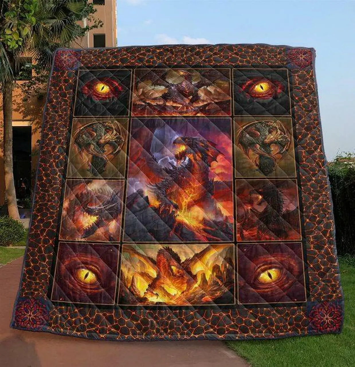 Dragon Fire Quilt Blanket Vq06 Quilt and Home Decor