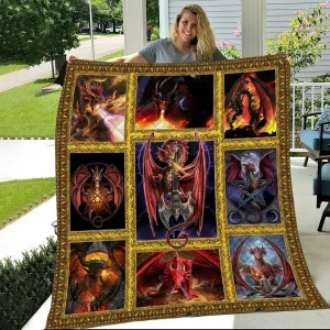 Dragon Golden Frame F3 3D Customized Quilt and Home Decor
