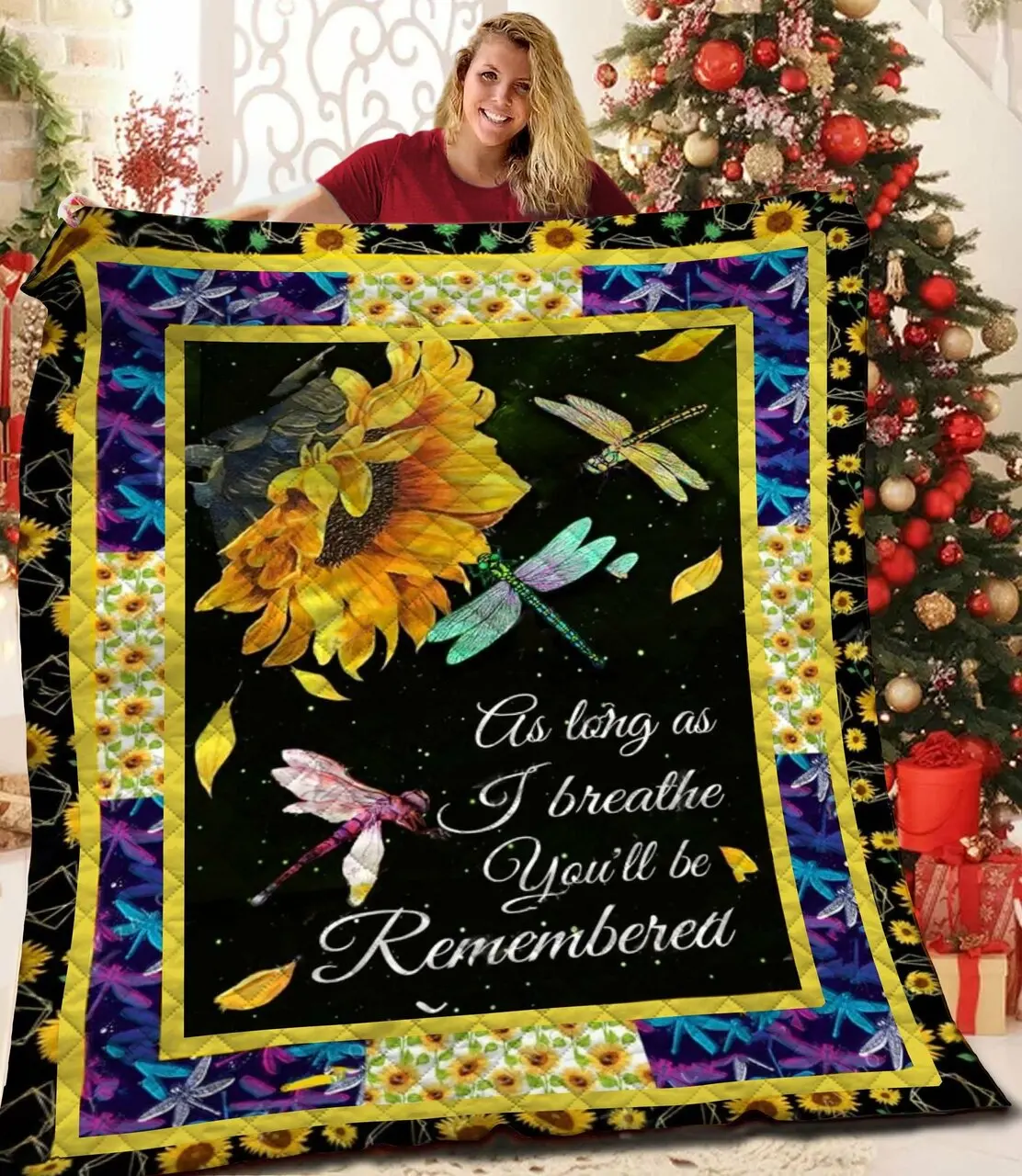 Dragonfly Sunflower Quilt Nmo and Home Decor