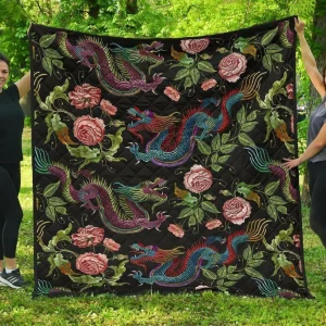 Dragons Flower Pattern DHCDHC DT1910 Quilt Blanket and Home Decor