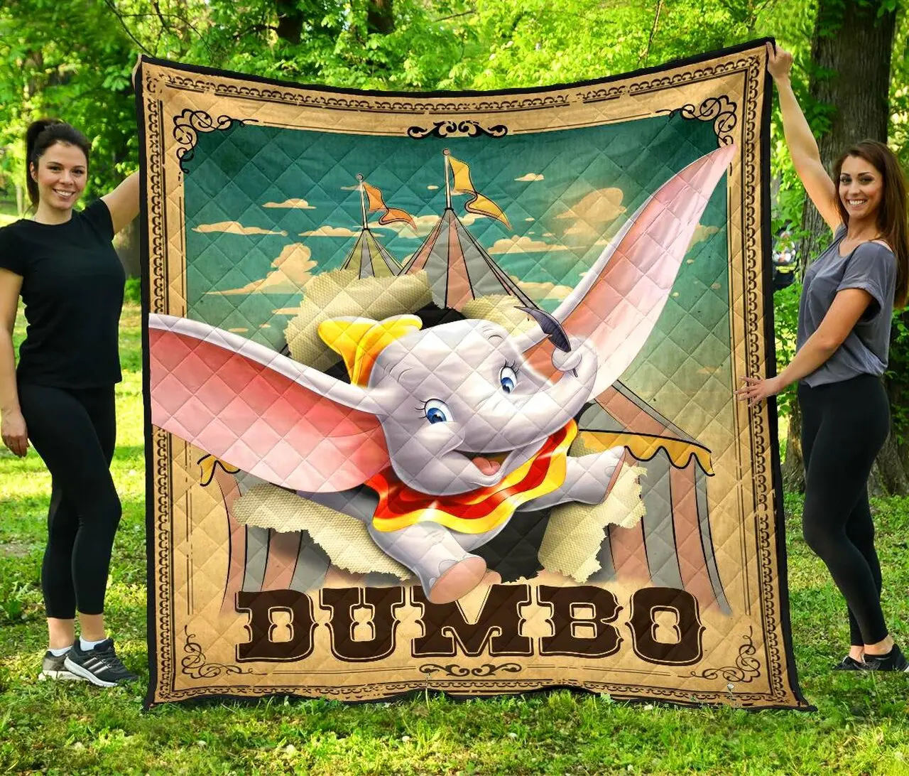 Dumbo Flying Premium Quilt Quilt and Home Decor