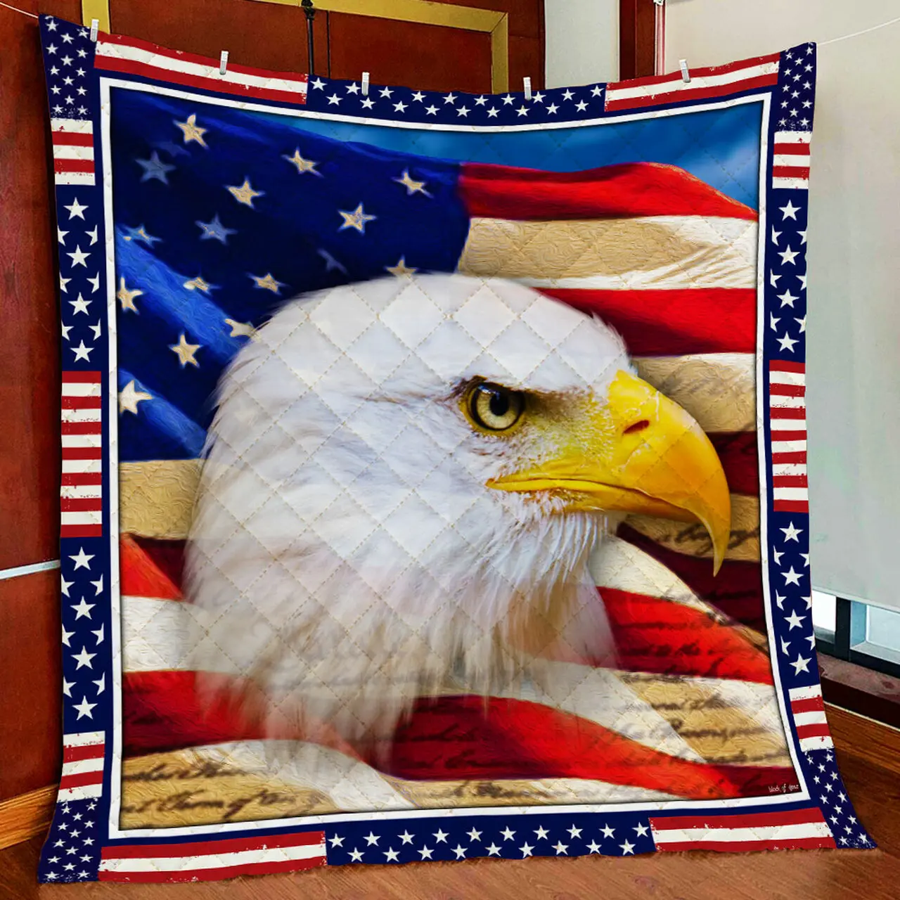 Eagle American Patriotic Quilt Blanket and Home Decor