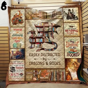 Easily Distracted Book Dragon Quilt Blanket Dhc191210Vt and Home Decor