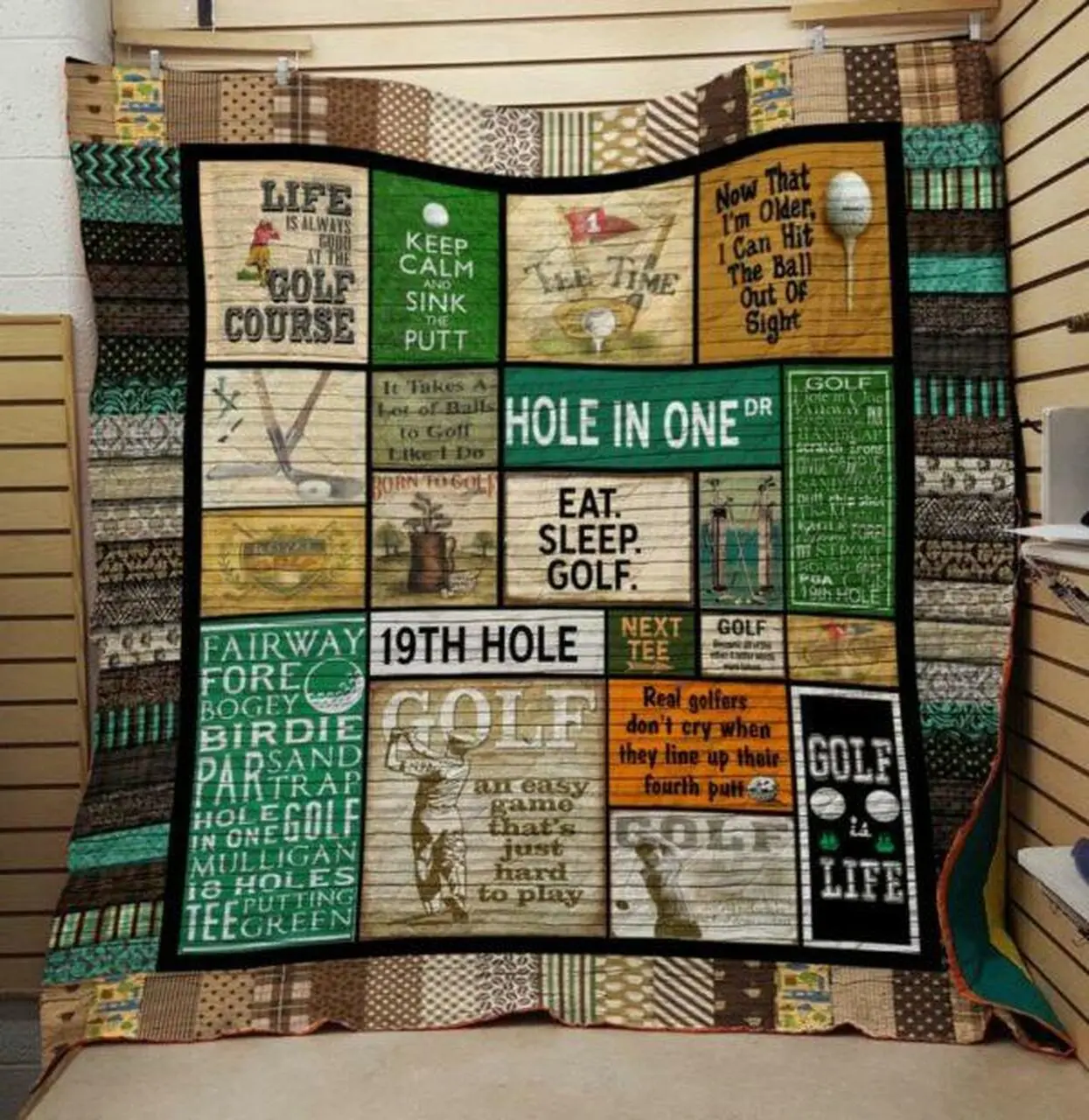 Eat Sleep Golf Golf Quilt Blanket Quilt and Home Decor