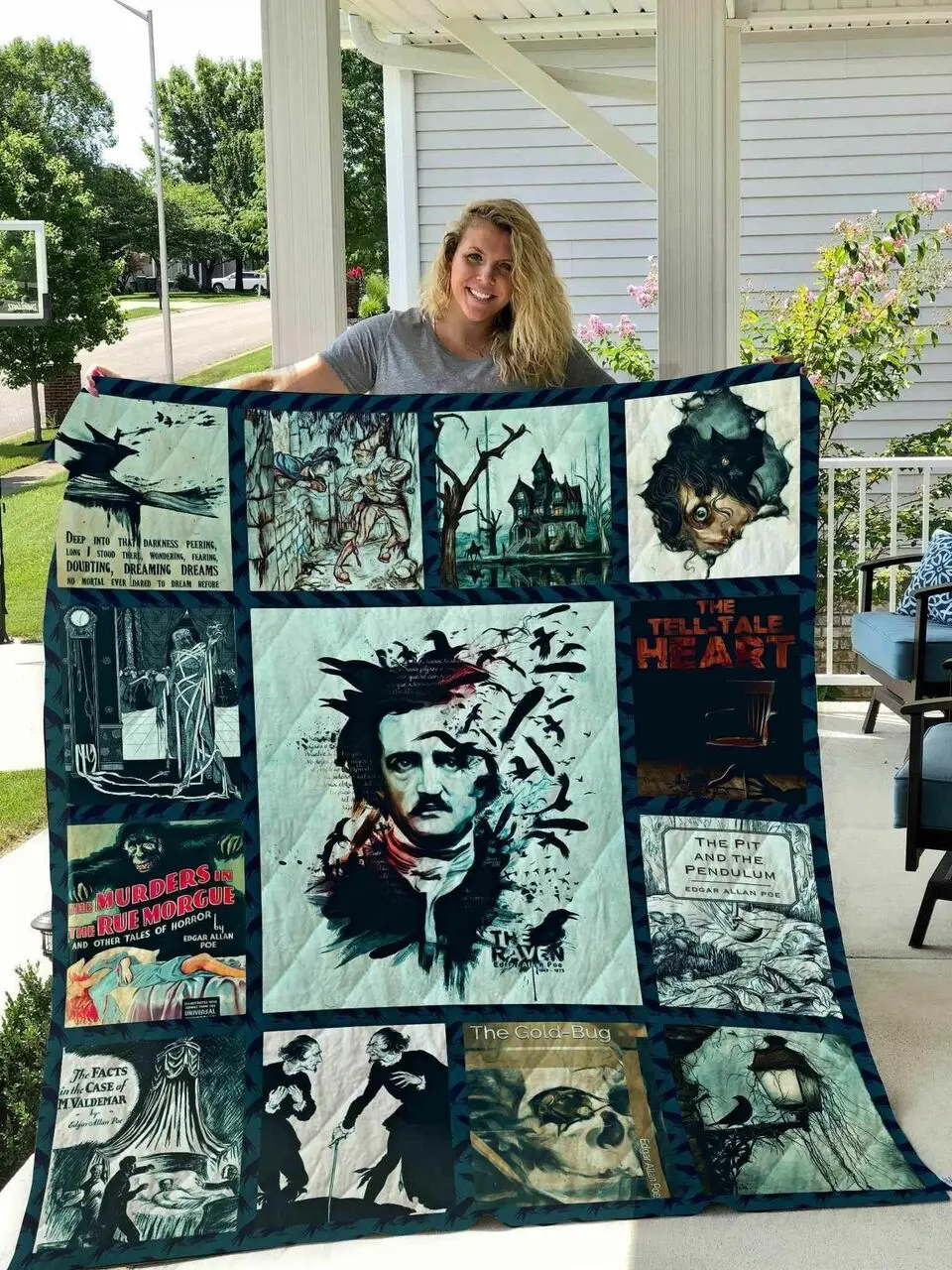 Edgar Allan Poe Blanket N2906 Quilt and Home Decor