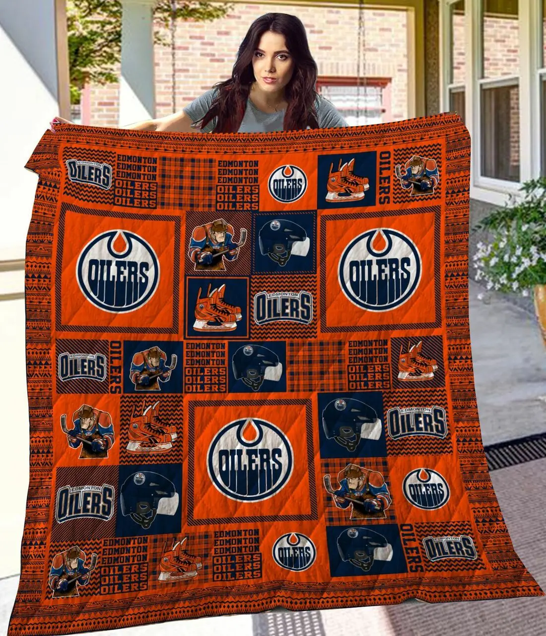 Edmonton Oilers Quilt Blanket and Home Decor