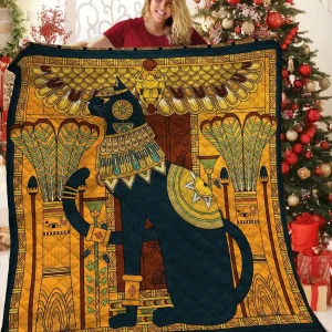 Elegant Egyptian Cat Quilt Pnb and Home Decor