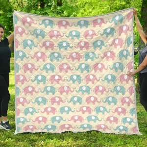 Elephant Baby Pastel Pattern TQV030795 3D Customized Quilt and Home Decor