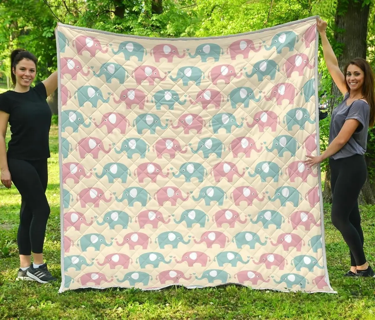 Elephant Baby Pastel Pattern TQV030795 3D Customized Quilt and Home Decor