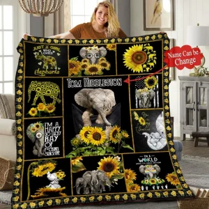 Elephant Personalized Quilt Blanket Hhh010602Nh and Home Decor