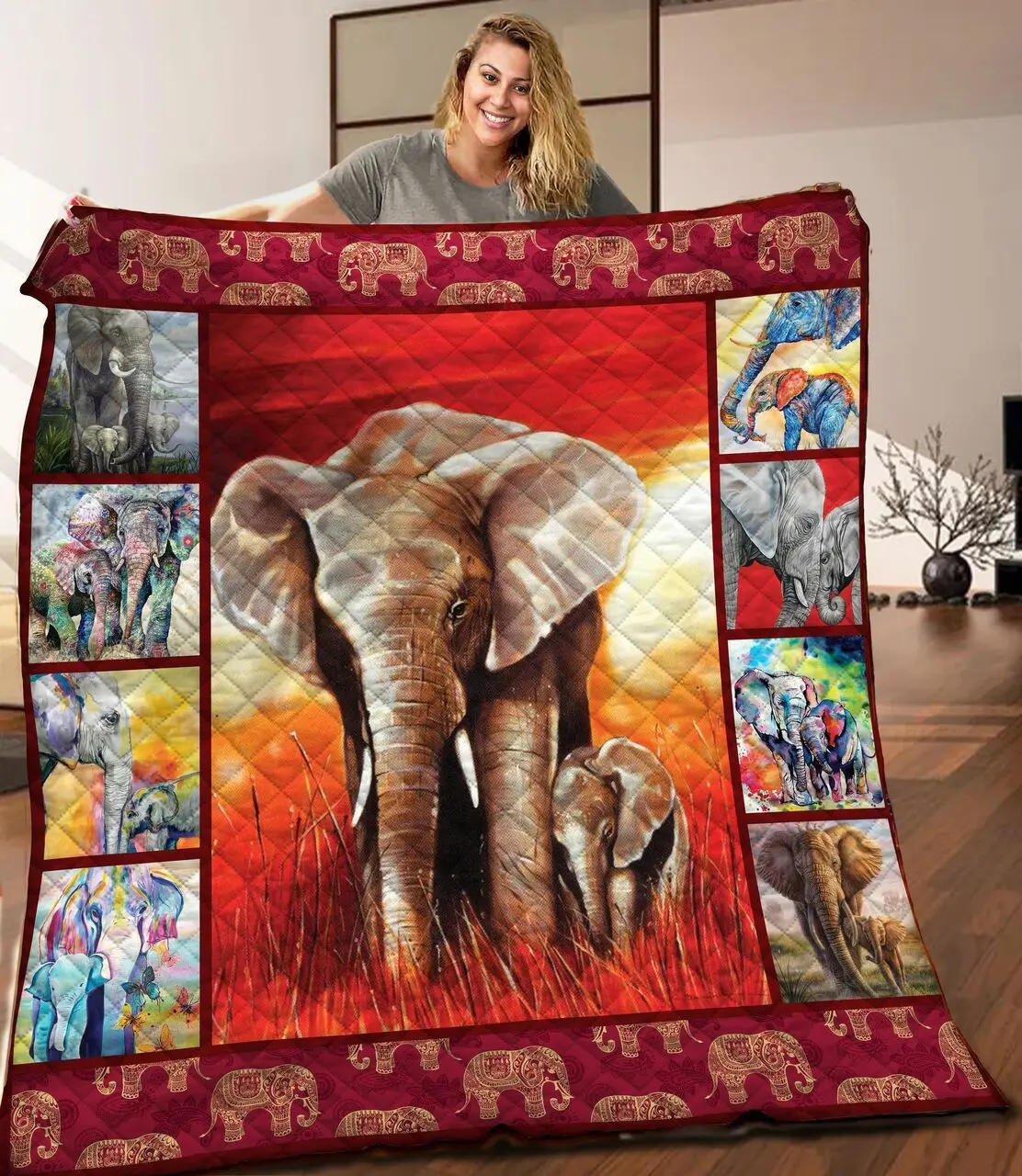 Elephant Quilt Blanket C9B240308TA and Home Decor