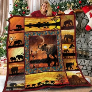 Elephant Space T1 3D Customized Quilt and Home Decor