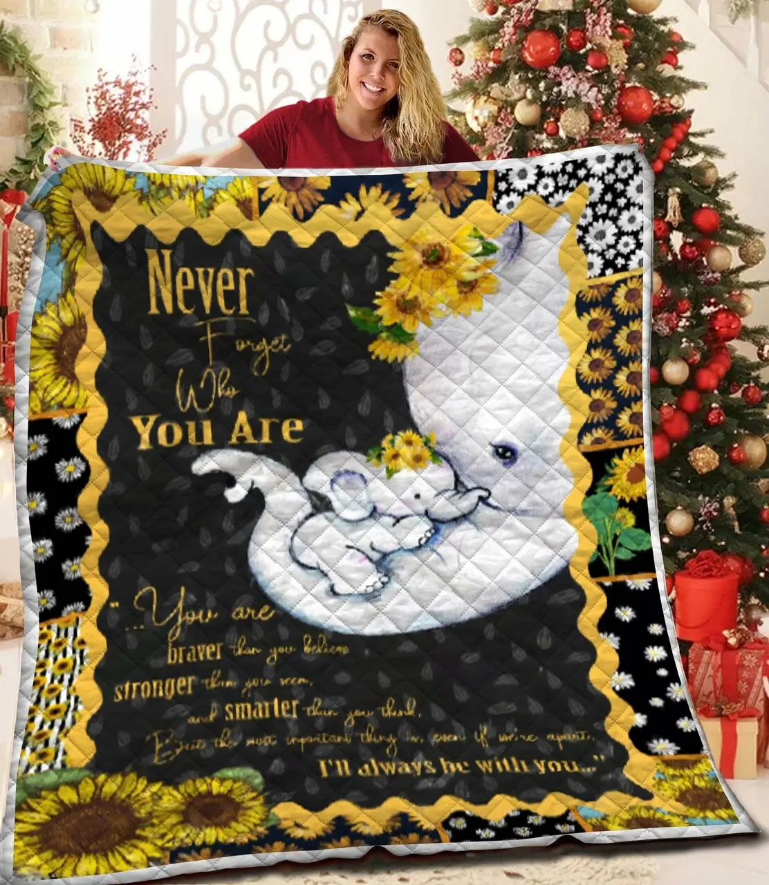 Elephant Sunflower Quilt Kxv and Home Decor