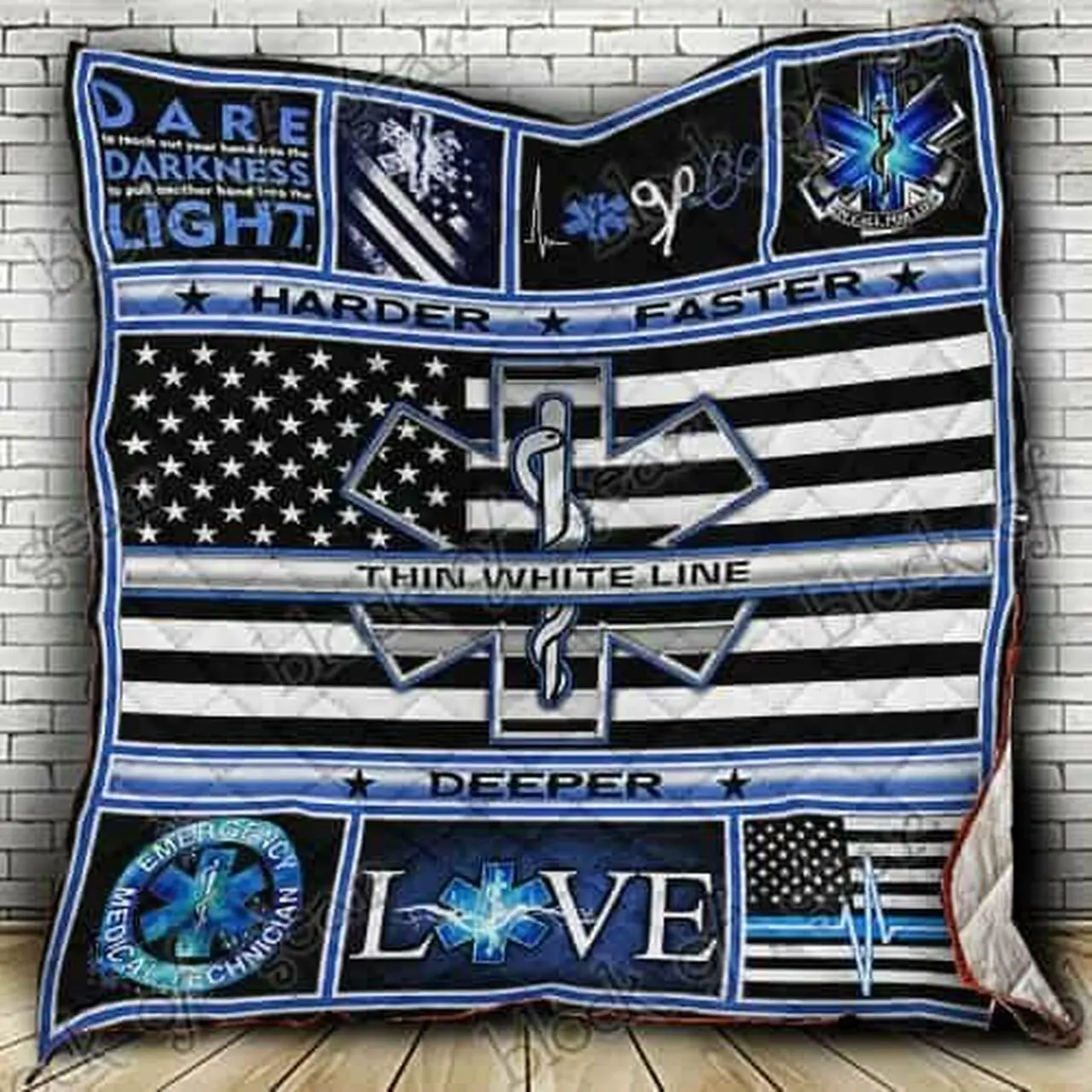 Emt Thin White Line Flag Cl2100159Mdq Quilt Blanket and Home Decor