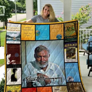 Ernest Hemingway Quilt Blanket 01 and Home Decor
