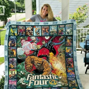 Fantastic Four Comics Quilt Blanket Marvel Comics Mcu Gift Birthday Christmas and Home Decor