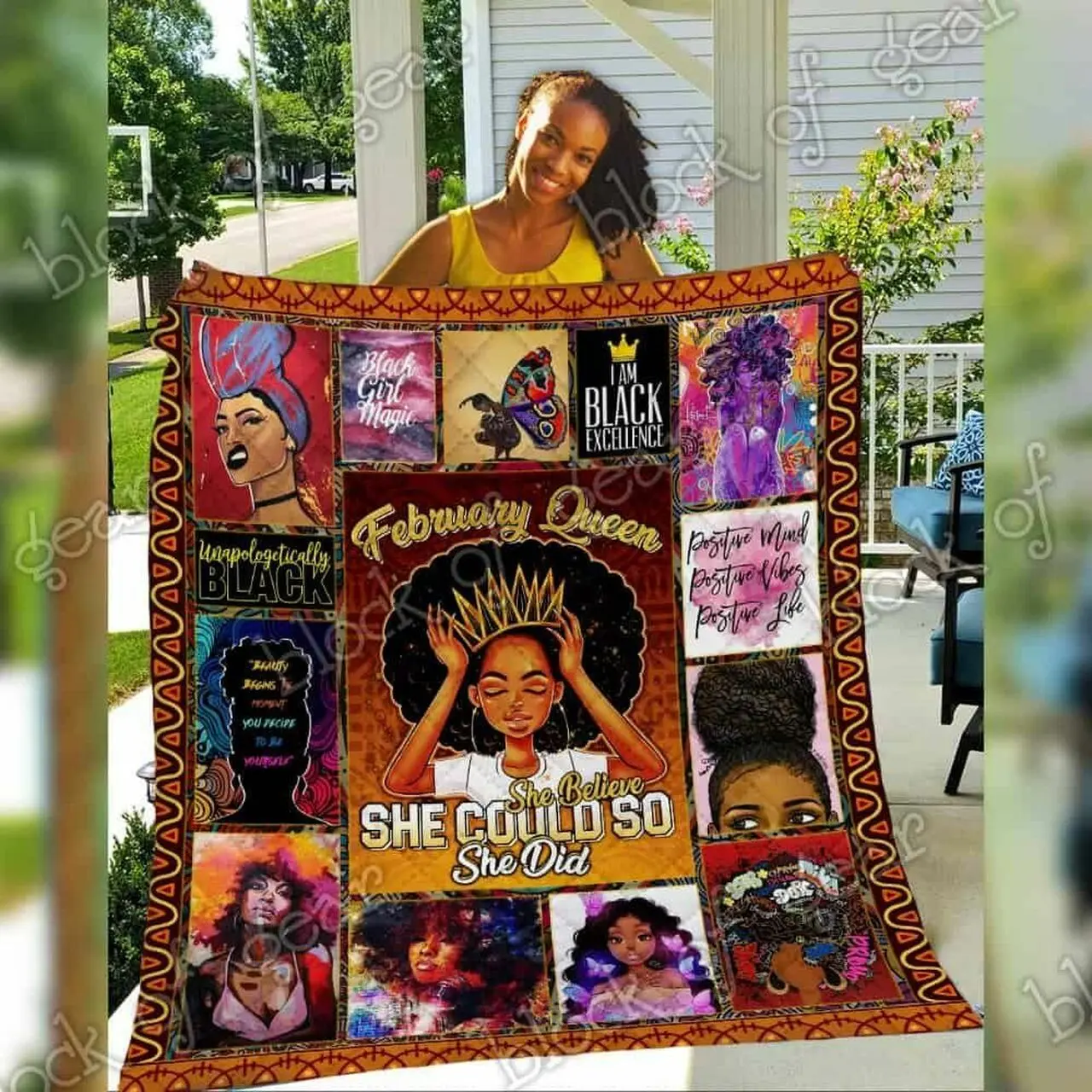 February Black Queen Cl19100302Mdq Quilt Blanket and Home Decor