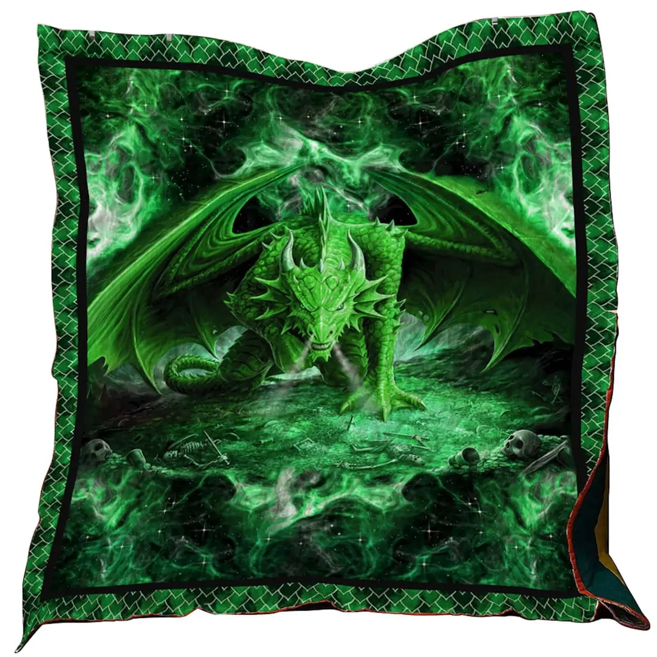 Fire Green Dragon Washable Quilt 0201-02 Kh and Home Decor