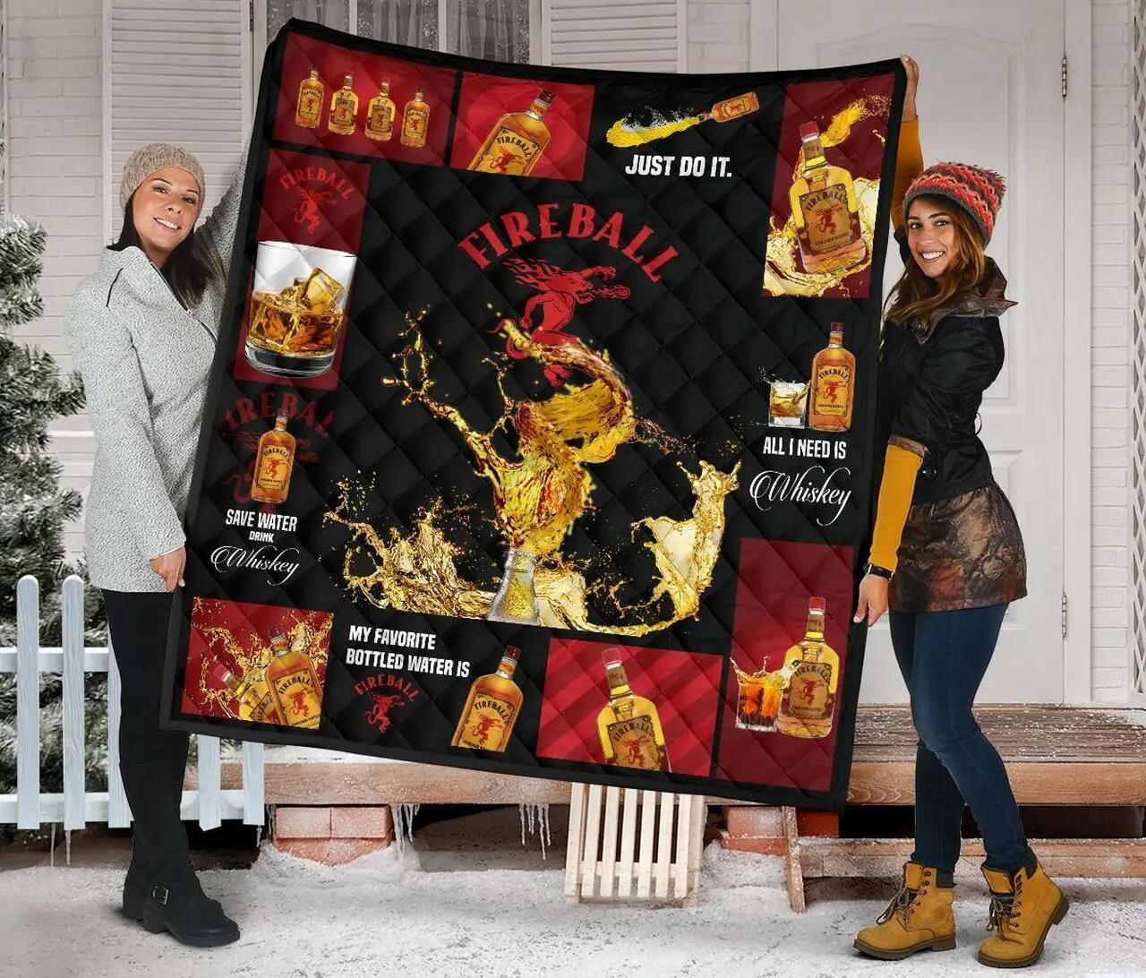 Fireball Cinnamon All I Need Is Whisky Gift Idea Quilt and Home Decor