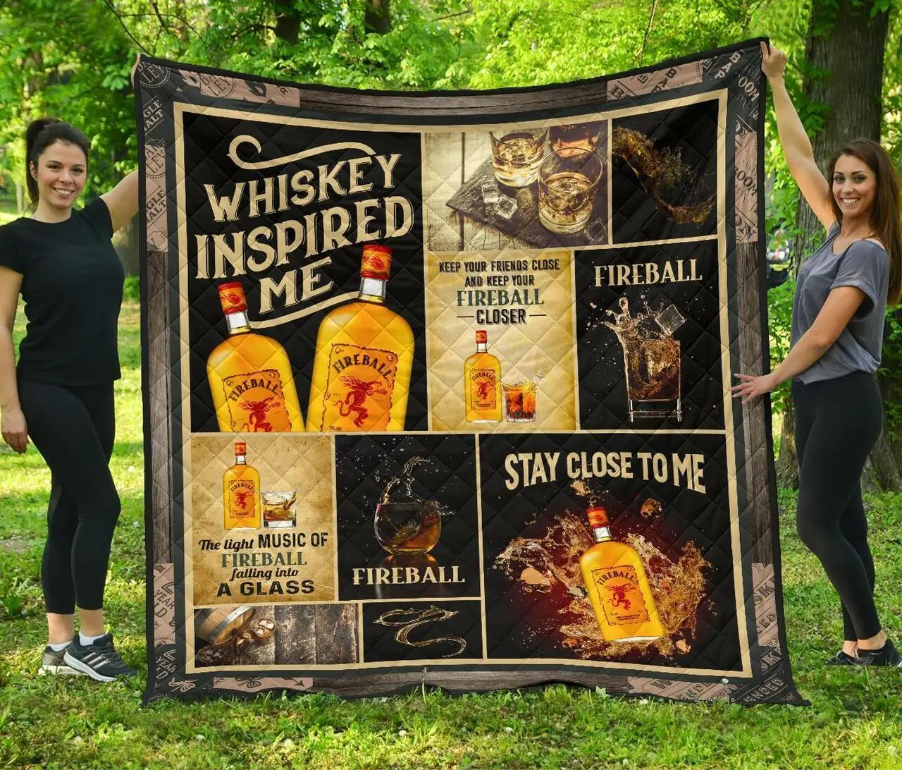 Fireball Whiskey Inspired Me Funny Gift Idea Quilt and Home Decor