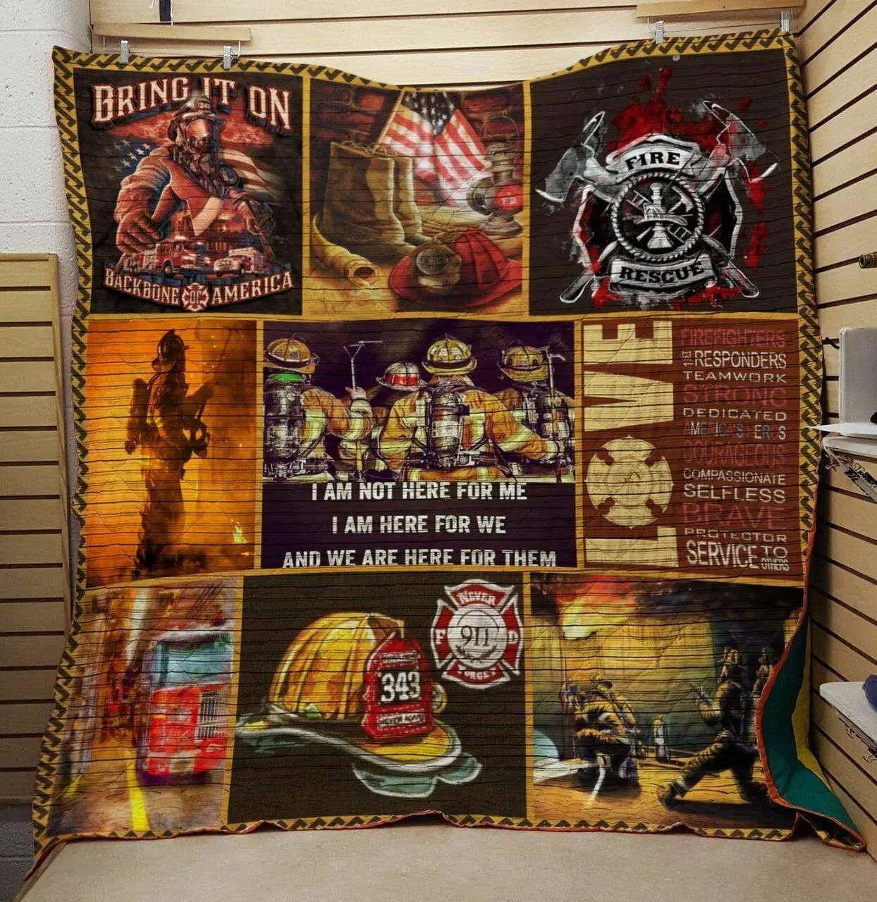 Firefighter Ah Quilt Derqtl and Home Decor