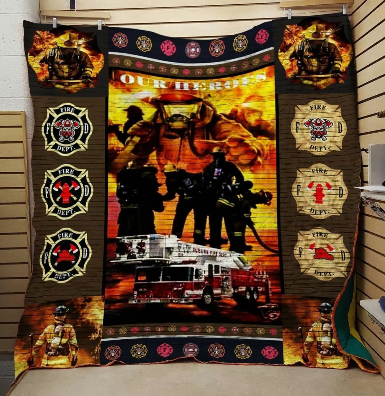 Firefighter Ah Quilt Derqyc and Home Decor
