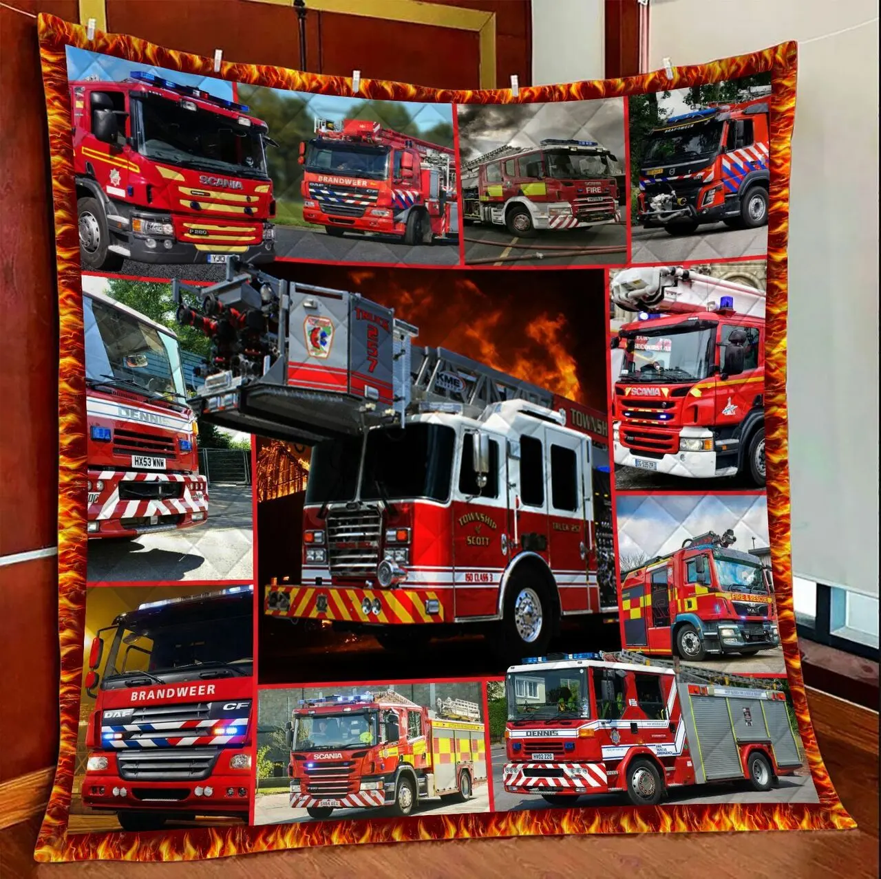 Firefighter Car Ty2807 – Quilt Blanket and Home Decor