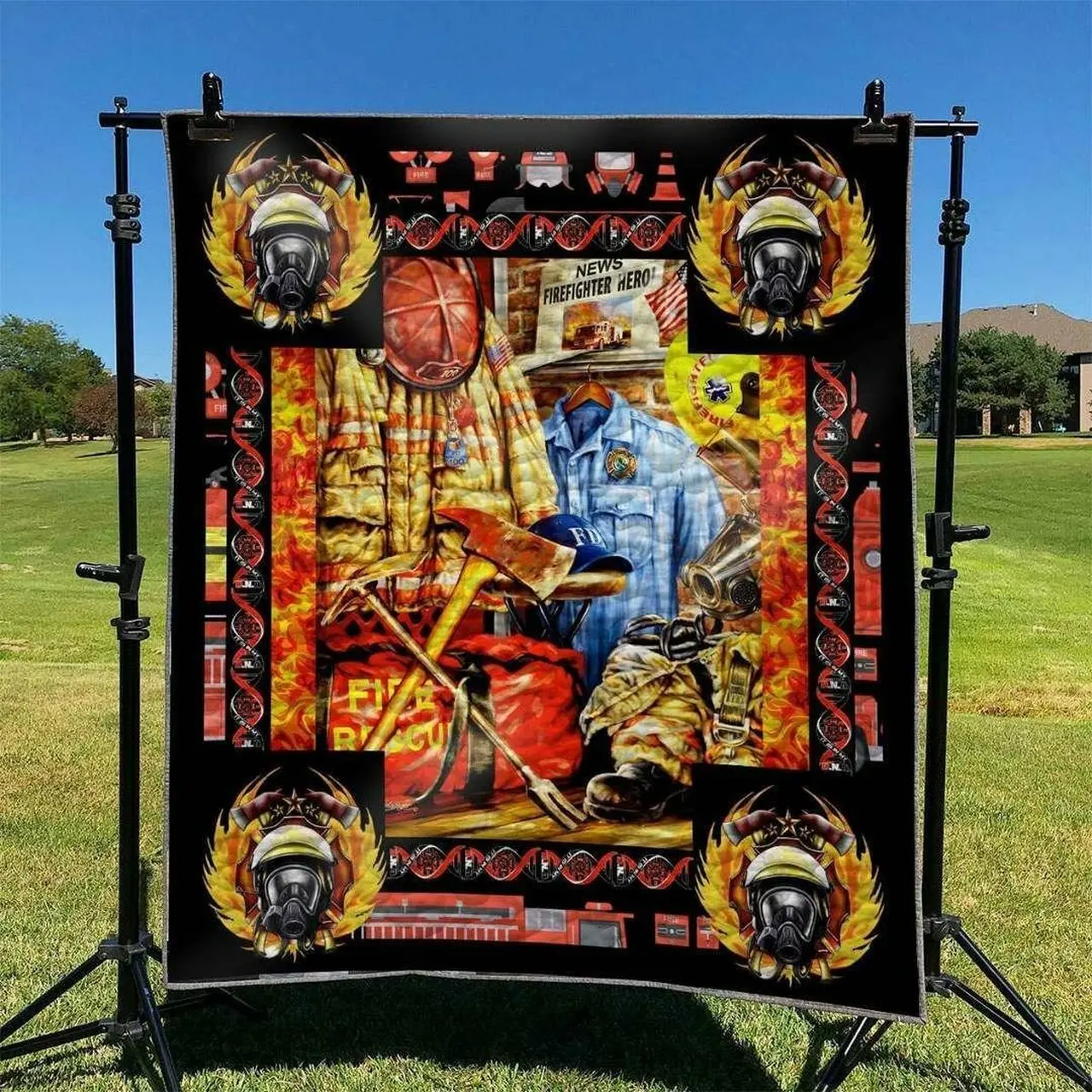 Firefighter Hur Quilt Cysiss and Home Decor
