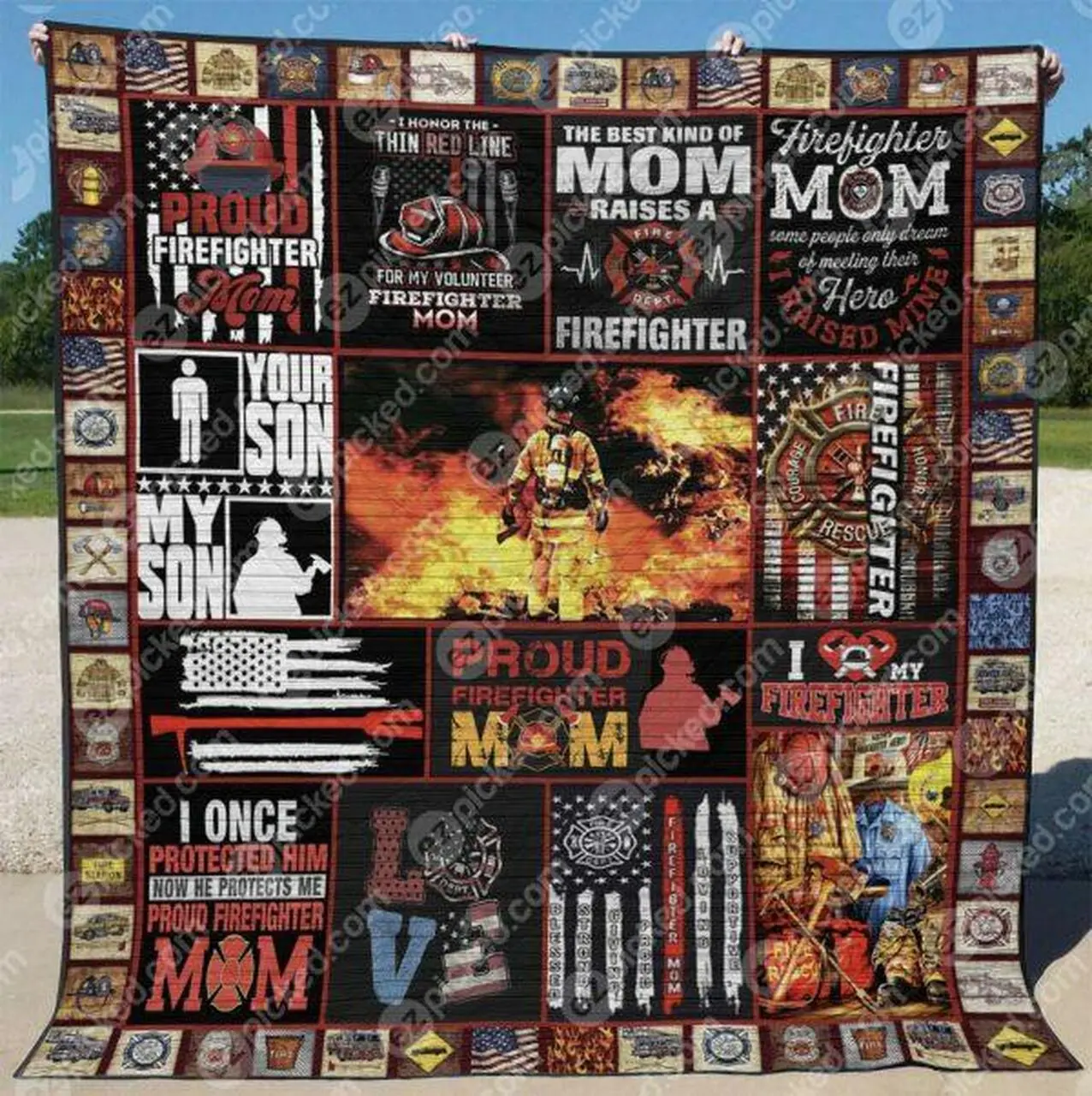 Firefighter Mom Quilt Blanket Yct8 Quilt and Home Decor