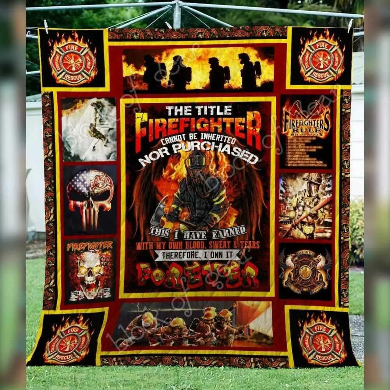 Firefighter Pride Blanket Kc1507 Quilt and Home Decor