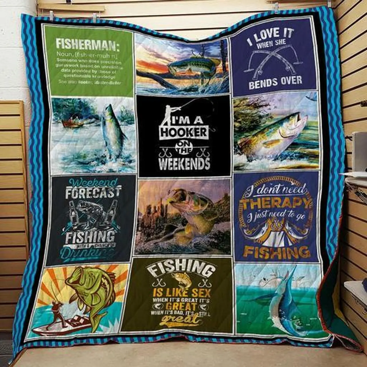 Fishing Washable Handmade Quilt 1312-01 and Home Decor