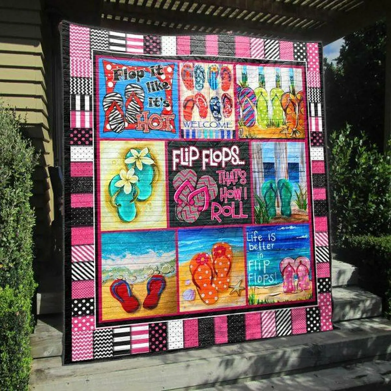 Flip Flops That Is How I Row Quilt Blanket Vh09 Quilt and Home Decor