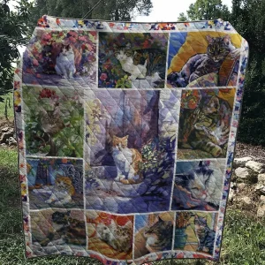 Flower Cat Quilt and Home Decor