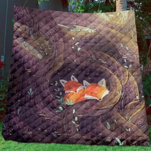 Fox CNT2109128 Quilt Blanket Sleepy and Home Decor