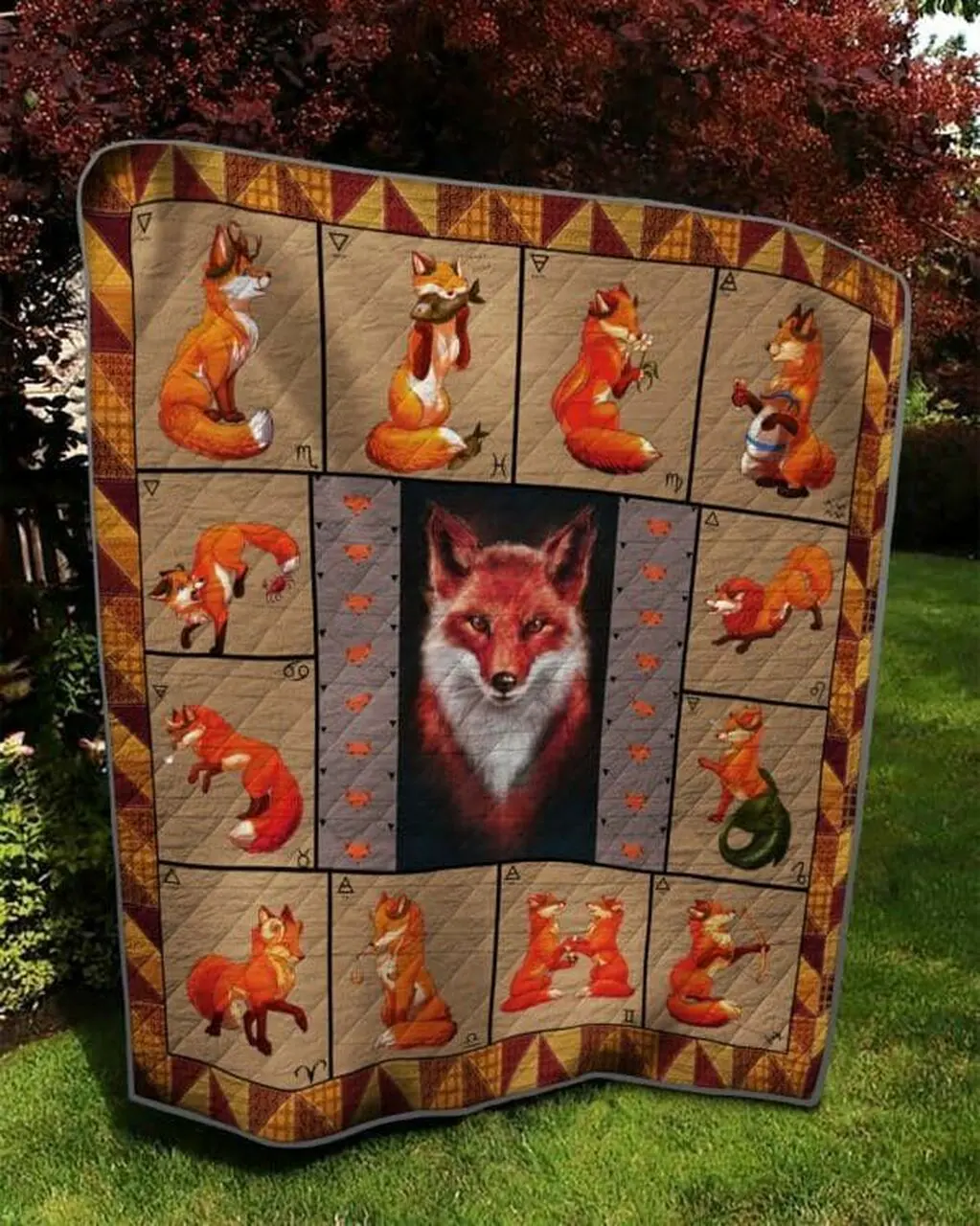 Fox I Think You Pretty Quilt Blanket Dhc020120648Td and Home Decor