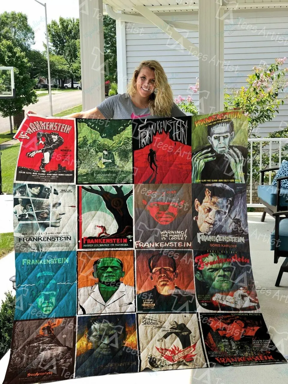 Frankenstein Quilt Blanket 0532 and Home Decor