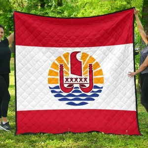 French Polynesia Flag Premium Quilt A6 Quilt and Home Decor