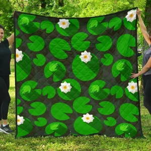 Frog Waterlily Pattern DHCDHC DT1910 Quilt Blanket and Home Decor