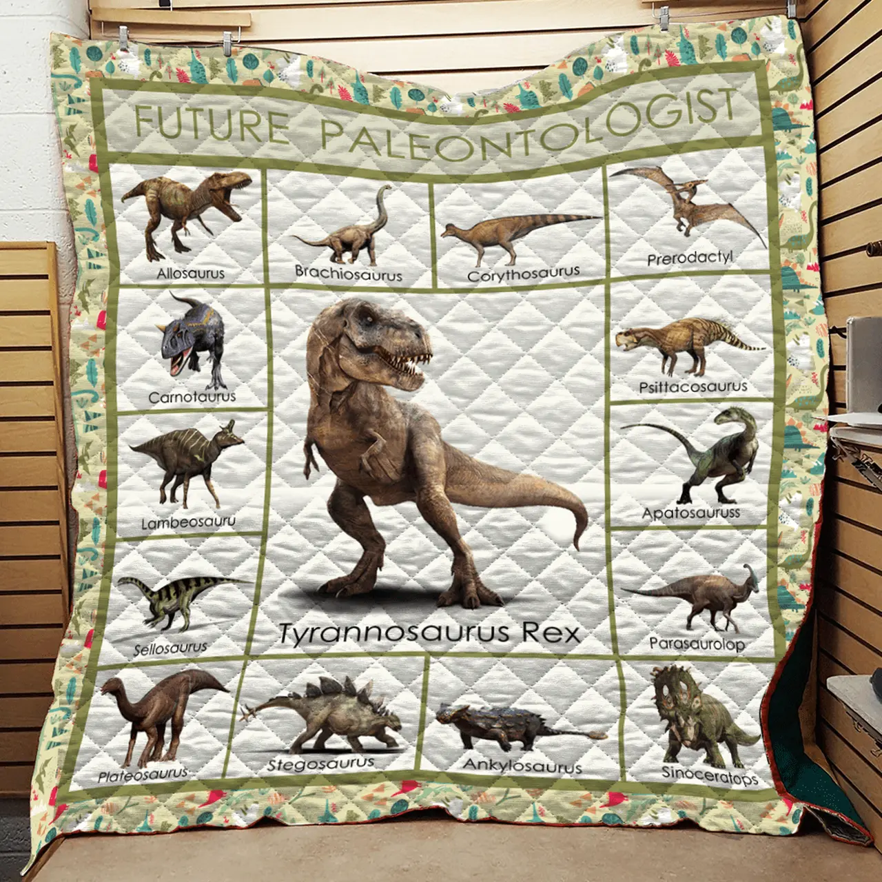 Future Paleontologist T-Rex Quilt Blanket Quilt and Home Decor