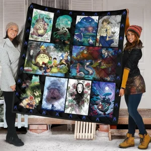 Ghibi Characters Anime Fan Gift Idea Quilt and Home Decor