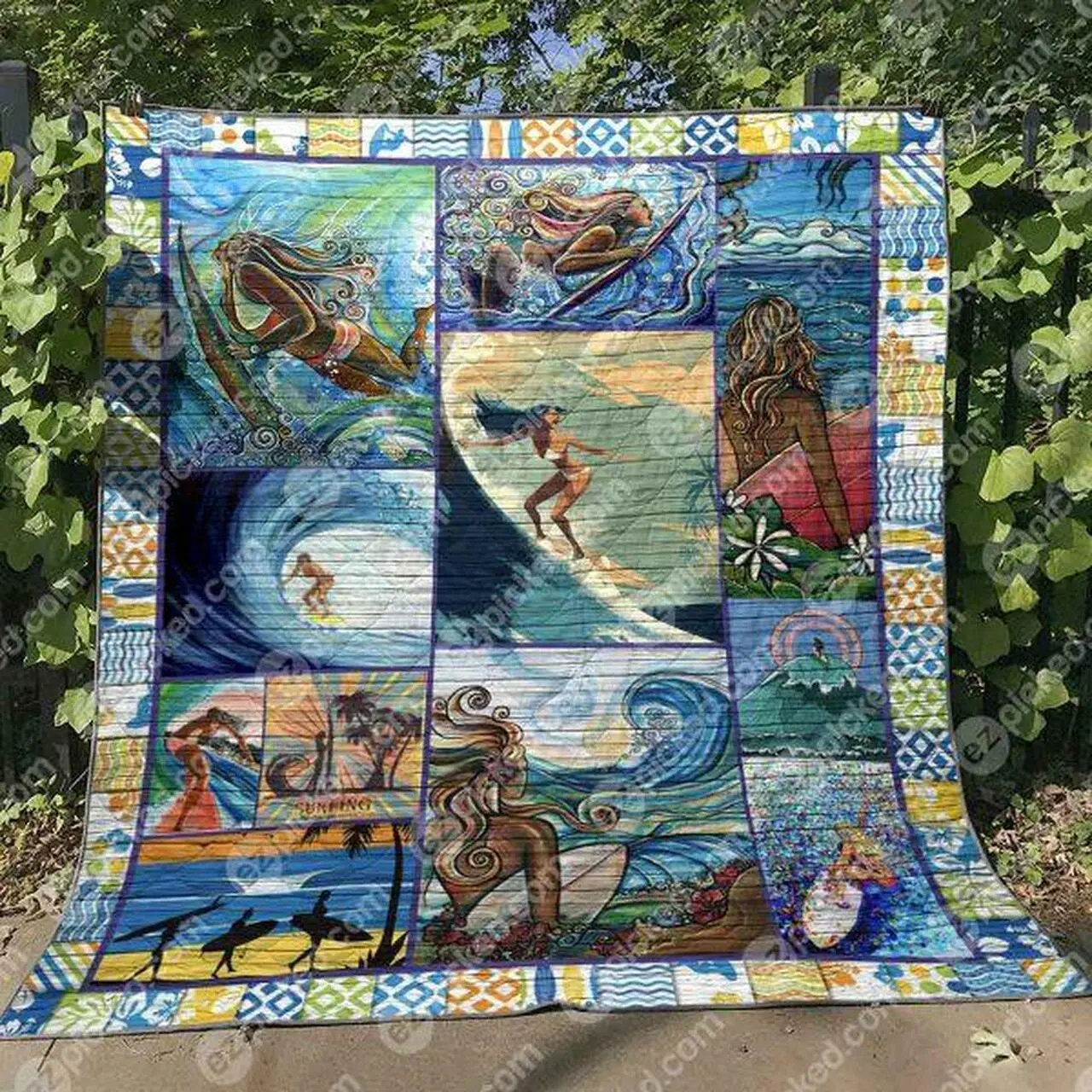 Go Surfing Quilt Blanket Yhn2 Quilt and Home Decor
