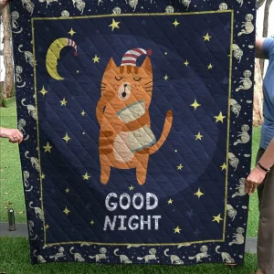 Good Night Cat Quilt and Home Decor