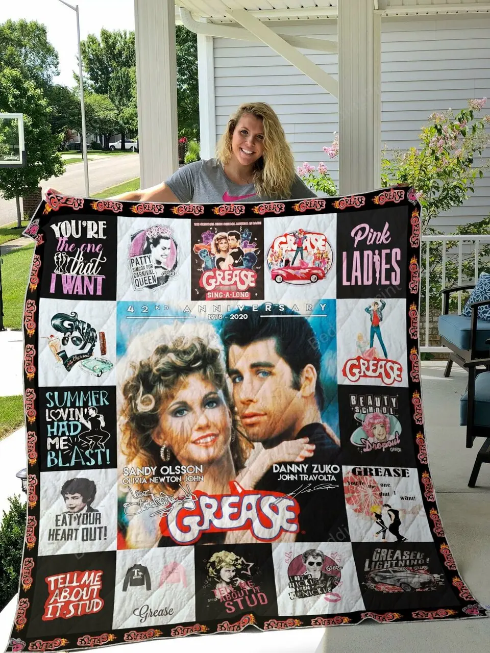 Grease Poster Quilt Blanket and Home Decor
