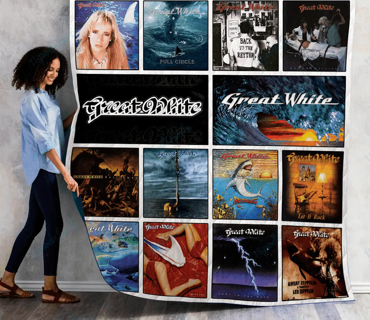 Great White Quilt Blanket 01 and Home Decor